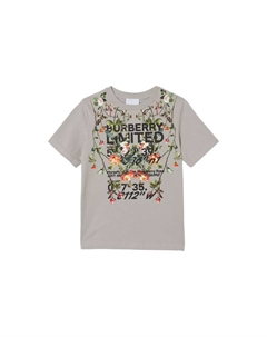 Футболка детская с цветочным рисунком, серый Burberry