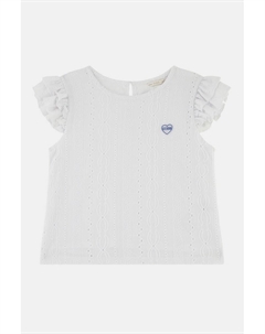 Футболка с вышивкой и присборенными рукавами, белый Guess