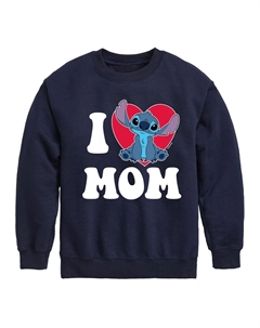 Флисовый пуловер с рисунком «I Love Mom» для мальчиков 8–20 лет 's Lilo & Stitch, синий Disney