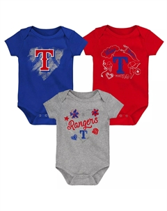 Комплект из 3 боди для новорожденных и младенцев королевского/красного/серого цвета с принтом Texas Rangers Batter Up Outerstuff