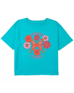 Укороченная футболка свободного кроя с цветочным принтом и бабочкой для девочек 6–16 лет Positive Energy Unbranded