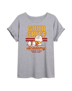 Футболка с струящимся рисунком Peanuts Charlie Brown & Snoopy Good Grief Academy для юниоров, серый Licensed character