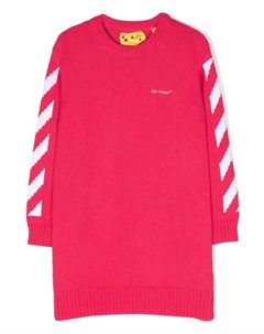 Kids платье-футболка с длинными рукавами и логотипом, розовый Off-white