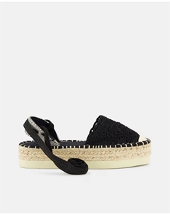 Эспадрильи для девочки крючком с ремешками на щиколотке, черный Conguitos