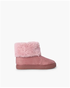 Темно-синие сапожки для девочки с меховым воротником и молнией, розовый Pisamonas