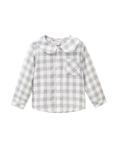 Рубашка в серо-белую клетку для мальчика с карманом, светло-серый Dadati