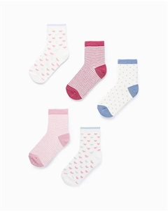 Набор из 5 коротких носков для девочек с принтом, мультиколор Zippy