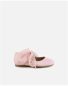 Кожаные балетки для девочки с лентами плюмети, розовый Eli 1957