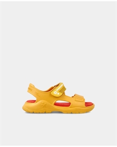 Открытые сандалии для девочек с логотипом и двойной застежкой на липучки, желтый Biomecanics