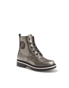 Кожаные сапоги для девочки со шнурками, серый Pablosky