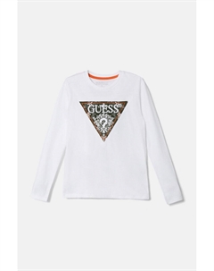 Хлопковая рубашка с длинными рукавами для мальчиков и девочек, белый Guess