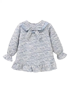 Платье для девочки из твидовой ткани с рюшами и бантом, светло-голубой Dadati