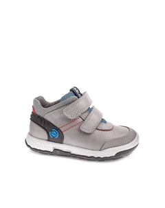 Ботинки для мальчика из кожи и технического текстиля с застежкой на липучку, серый Pablosky