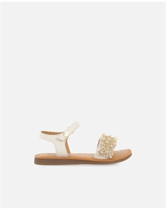 Кожаные сандалии для девочки, украшенные по верху бисером, белый Gioseppo