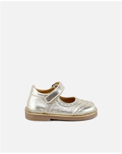 Туфли Мэри Джейн для девочки из рубленой кожи с эффектом металлик, золотой Eli 1957