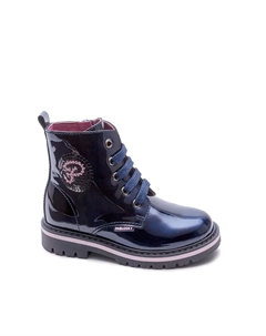 Кожаные сапоги для девочки со шнурками, темно-синий Pablosky