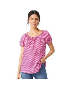 Женская крестьянская блузка больших размеров с вырезом в виде каплевидного выреза, цвет Tropical Raspberry Ellos