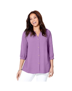 Женская легкая и воздушная блузка размера плюс с Y-образным вырезом, фиолетовый Catherine's