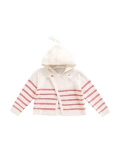 Полосатая куртка для девочки с капюшоном, розовый Dadati