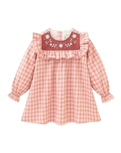 Платье для девочки с рюшами и вышивкой розового цвета, розовый Dadati