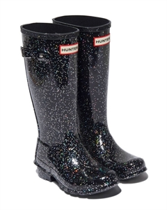 Kids резиновые сапоги с блестками, черный Hunter