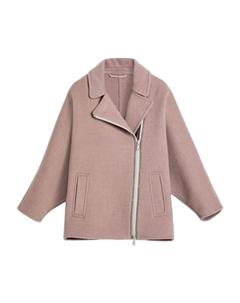 Kids шерстяная байкерская куртка на молнии, розовый Brunello cucinelli