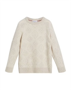 Kids джемпер с узором в технике интарсия, нейтральный цвет Brunello cucinelli