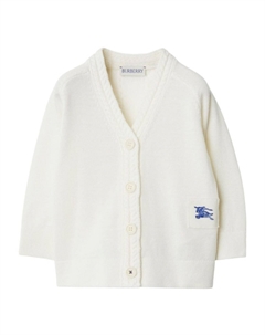 Kids кардиган с V-образным вырезом и вышитым логотипом, белый Burberry