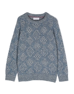 Kids узорчатый свитер, синий Brunello cucinelli