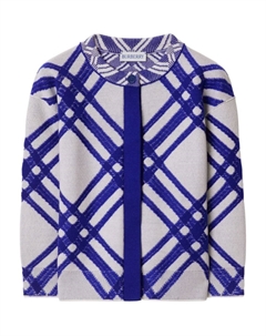 Kids клетчатый кардиган из смеси шерсти, белый Burberry