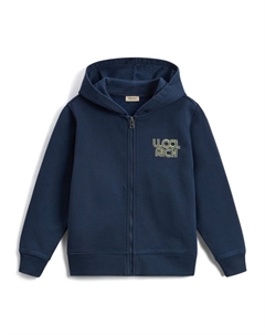 Хлопковая толстовка с капюшоном на молнии, синий Woolrich