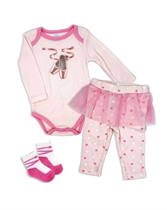 Комплект балетного боди, штанов и носков для маленьких девочек из 3 предметов, розовый Baby mode