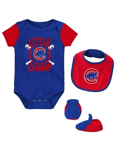 Комплект из трех боди с нагрудником и пинетками Royal Chicago Cubs Little Champ для новорожденных и младенцев Outerstuff