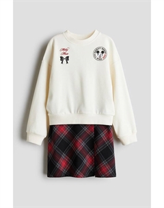 Костюм двойка состоящий из толстовки и юбки, бежевый H&m