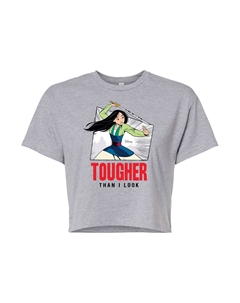 Укороченная футболка Disney's Mulan Juniors Tougher Tougher Than I Look, серый Licensed character