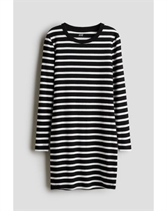 Платье из джерси в рубчик, черный H&m