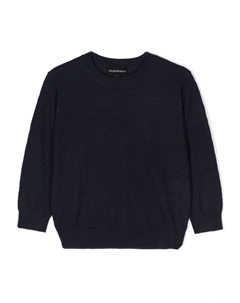 Kids джемпер вязки интарсия с логотипом, синий Emporio armani