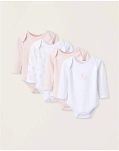 Набор из 4 боди для девочек из 100 % хлопка со скрещенными плечами, мультиколор Zippy