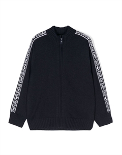 Kids свитер на молнии с логотипом и интарсией, синий Emporio armani