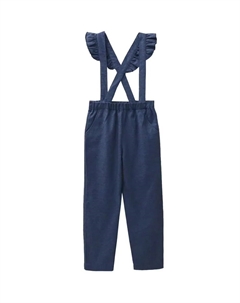 Комбинезон для девочки на бретелях с рюшами темно-синего цвета, темно-синий Dadati