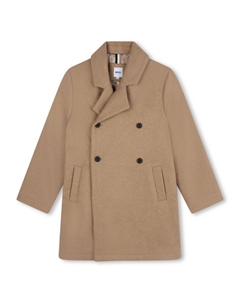 Kidswear двубортное пальто с заостренным воротником, нейтральный цвет Boss