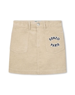 Вельветовая юбка с логотипом, нейтральный цвет Kenzo kids