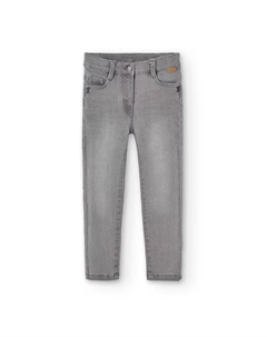 Брюки из эластичного денима, выбеленного отбеливателем, для девочек, серый Boboli