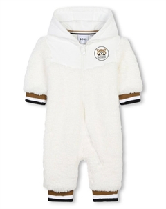 Kidswear ромпер из шерпы с логотипом, белый Boss