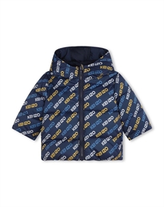 Двусторонний пуховик с логотипом, синий Kenzo kids