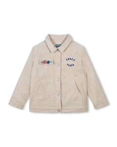 Вельветовая куртка с вышитым логотипом, нейтральный цвет Kenzo kids
