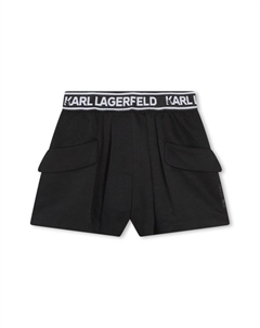 Kids шорты с логотипом на поясе и складками, черный Karl lagerfeld