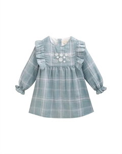Клетчатое платье для девочки с рюшами, светло-зеленый Dadati