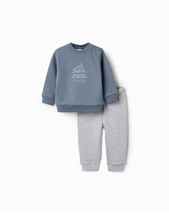 Комплект спортивной одежды для мальчика с тиснением и принтом, синий Zippy