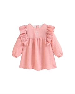 Платье для девочки с рюшами и вышивкой, розовый Dadati